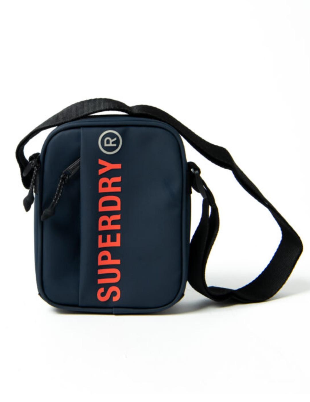 Bandolera pequeña Superdry azul marino logotipo para hombre