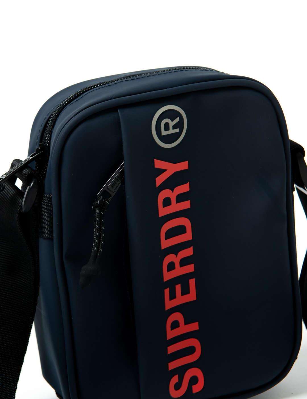 Bandolera pequeña Superdry azul marino logotipo para hombre