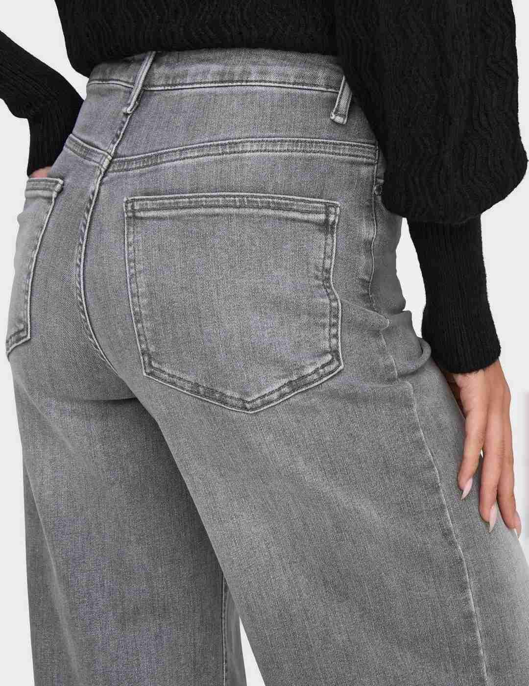 Pantalón vaquero Only Madison gris claro wide para mujer