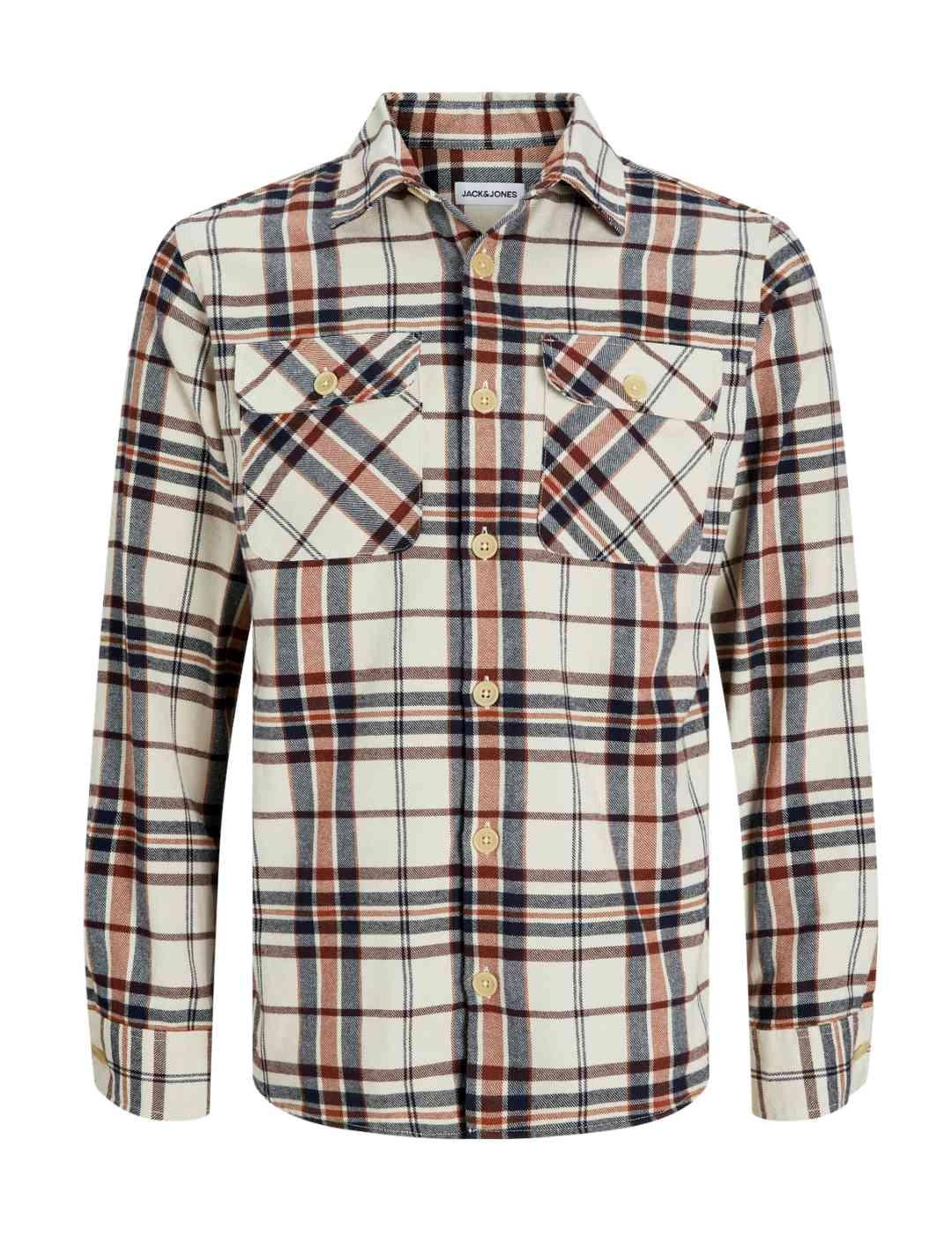 Camisa Jack&Jones Darren cuadros marrón comfort fit hombre