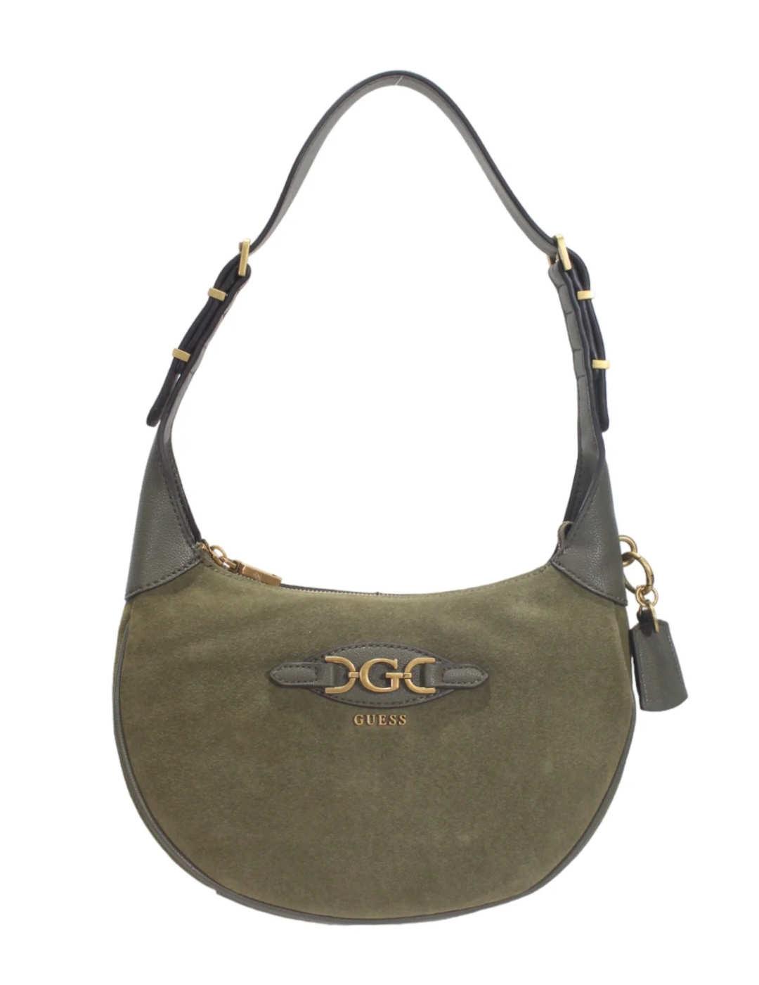 Bolso Guess Malva Hobo verde medialuna de serraje para mujer