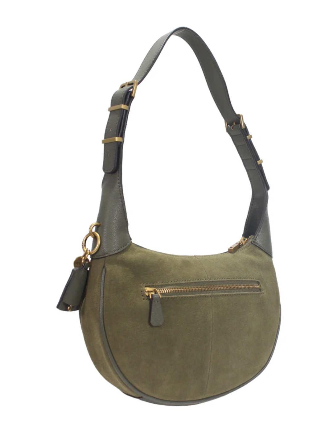 Bolso Guess Malva Hobo verde medialuna de serraje para mujer