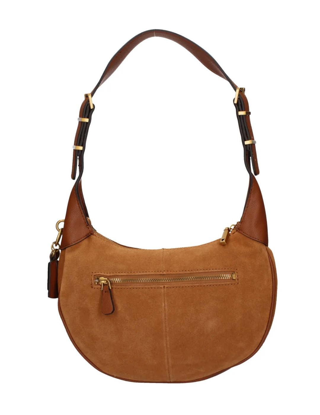 Bolso Guess Malva Hobo camel medialuna de serraje para mujer