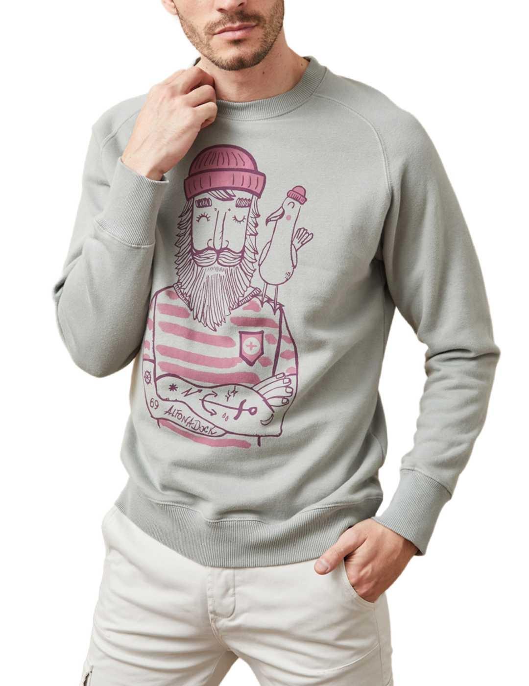 Sudadera Altonadock gris sin capucha pescador para hombre