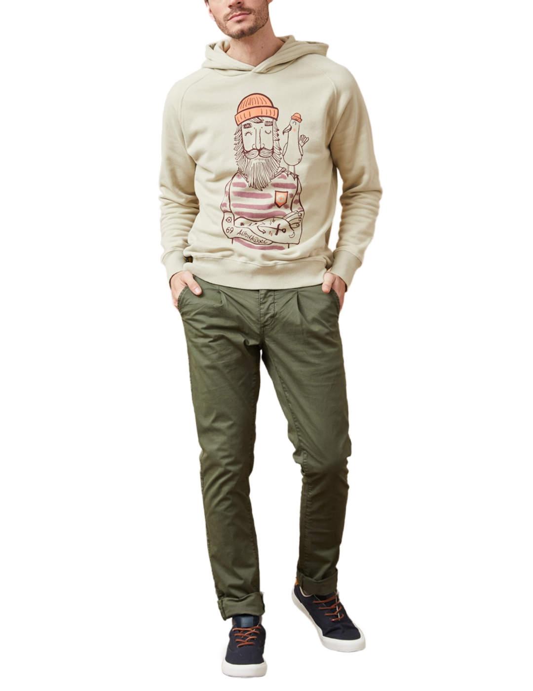 Sudadera Altonadock beige capucha regular fit para hombre