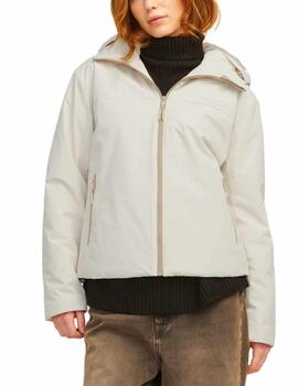 Chaqueta JJXX Moon beige impermeable con capucha para mujer