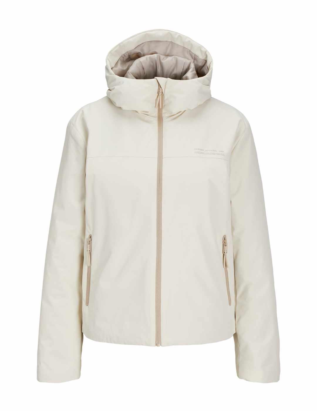 Chaqueta JJXX Moon beige impermeable con capucha para mujer