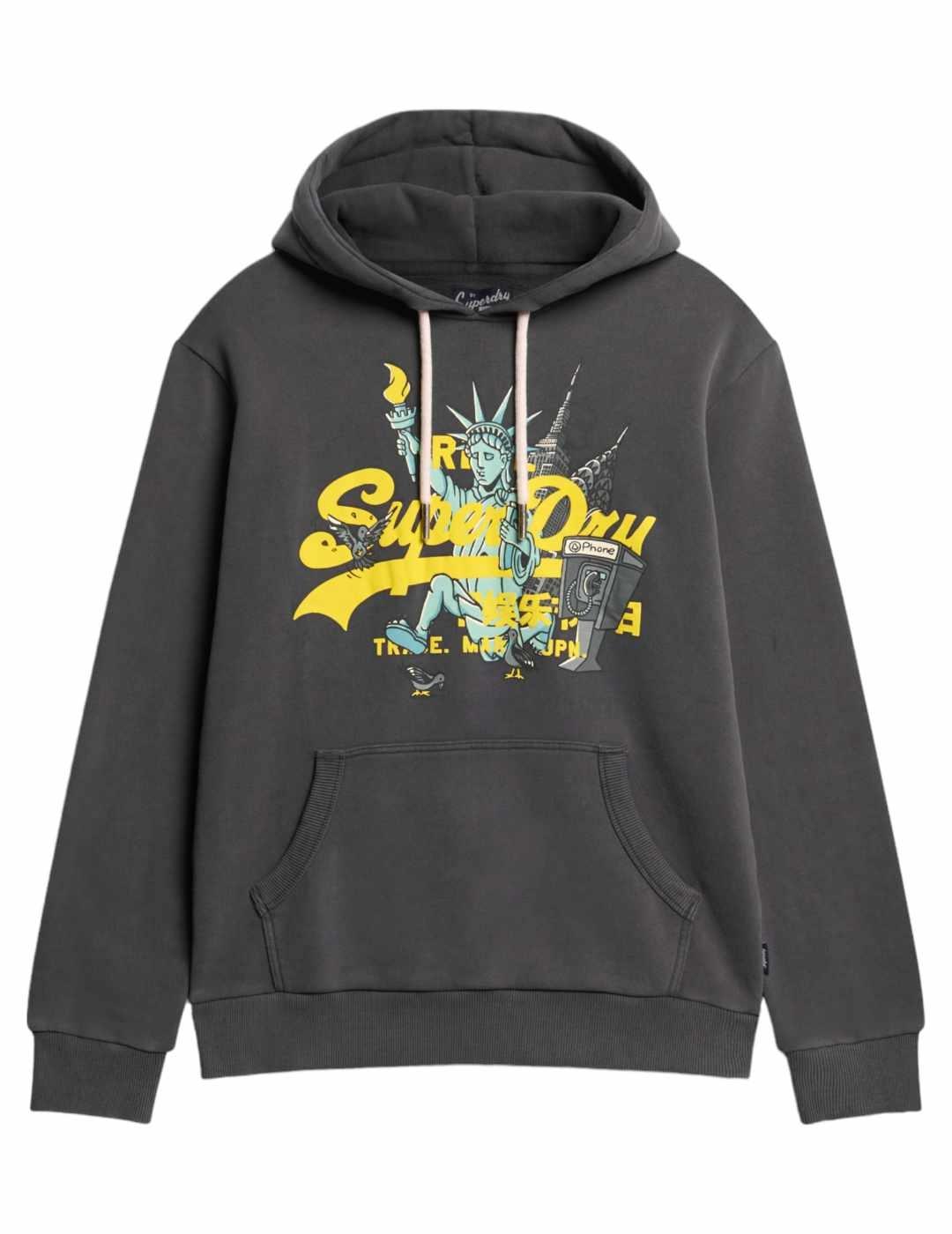 Sudadera Superdry New York gris con capucha para hombre