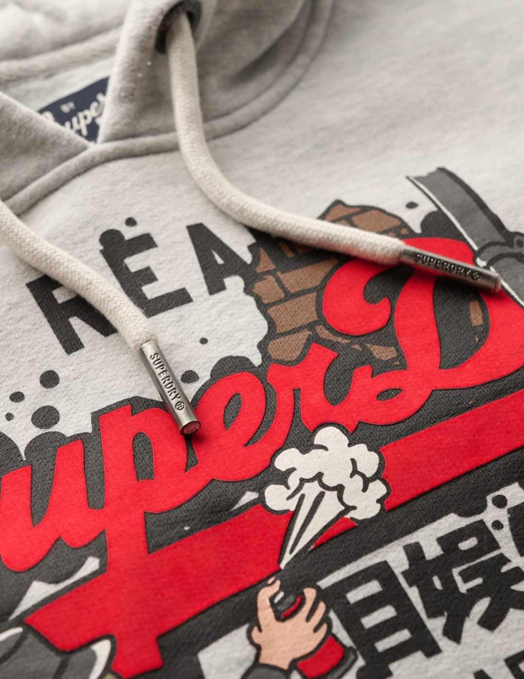 Sudadera Superdry New York gris claro con capucha de hombre