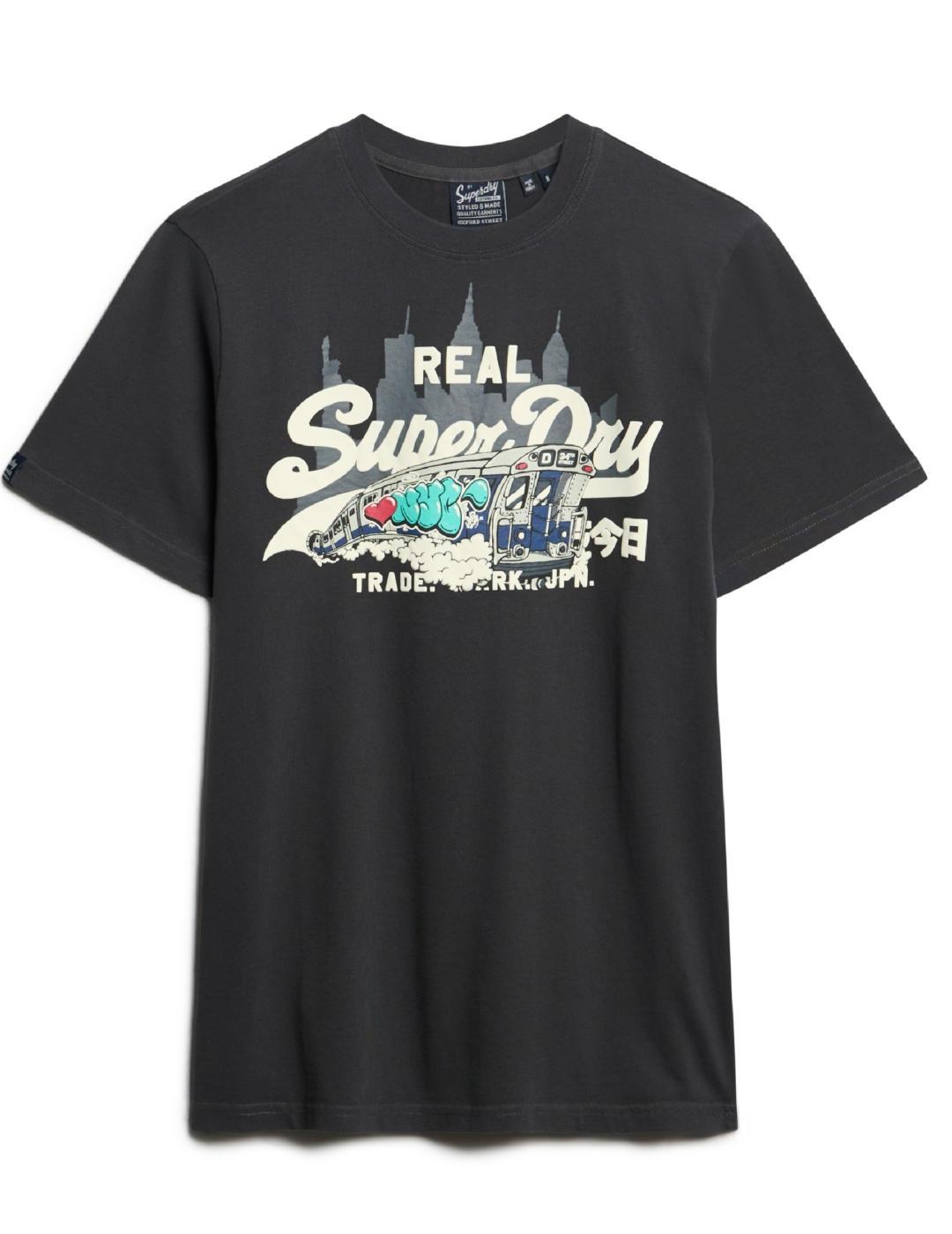 Camiseta Superdry New York negro manga corta para hombre