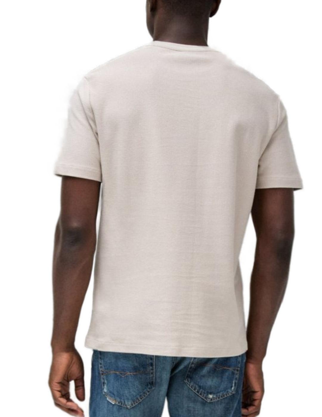 Camiseta Salsa regular beige logotipo manga corta de hombre