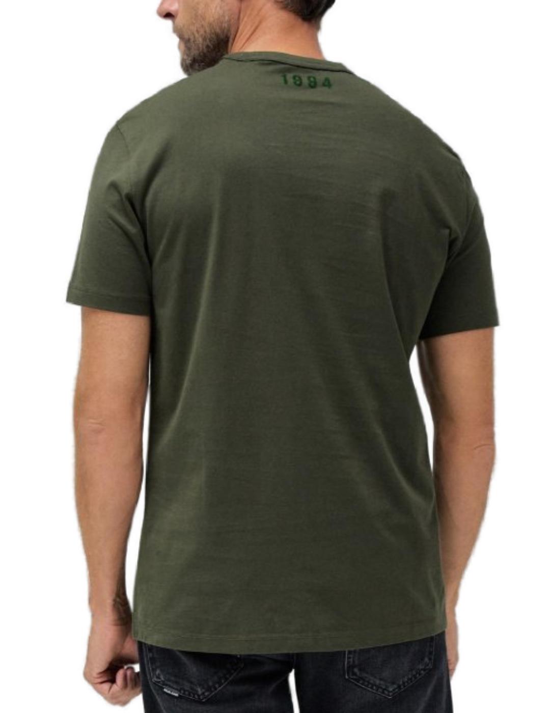 Camiseta Salsa slim fit verde manga corta logo para hombre