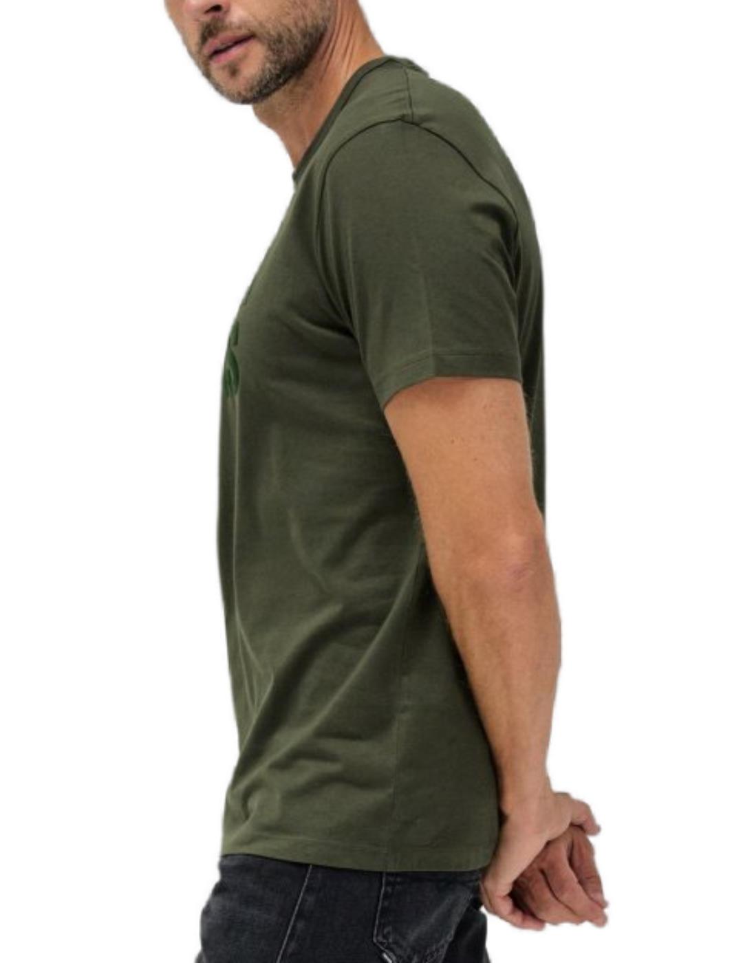 Camiseta Salsa slim fit verde manga corta logo para hombre