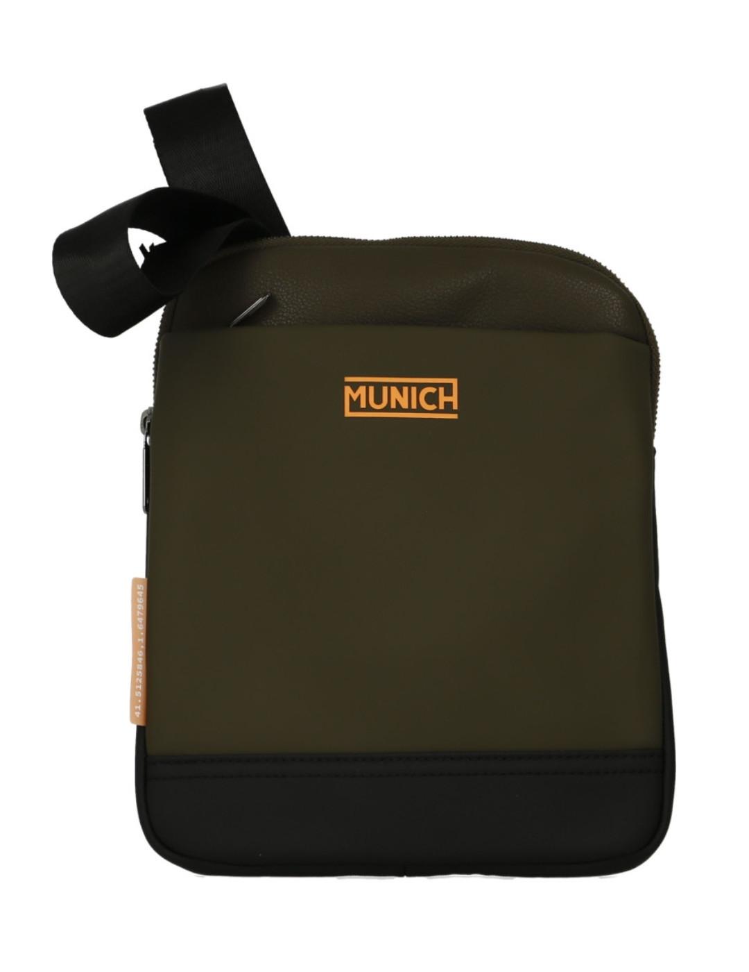 Bandolera Munich verde militar logotipo flúor para hombre