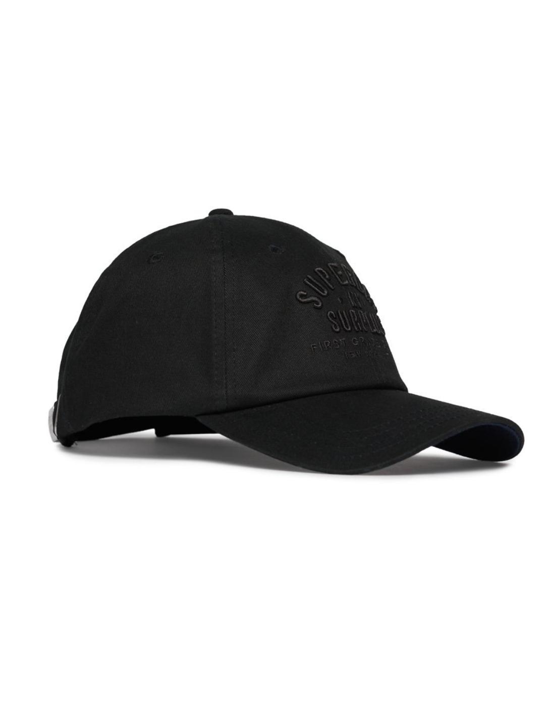 Gorra Superdry beisbol negro logotipo bordado para mujer