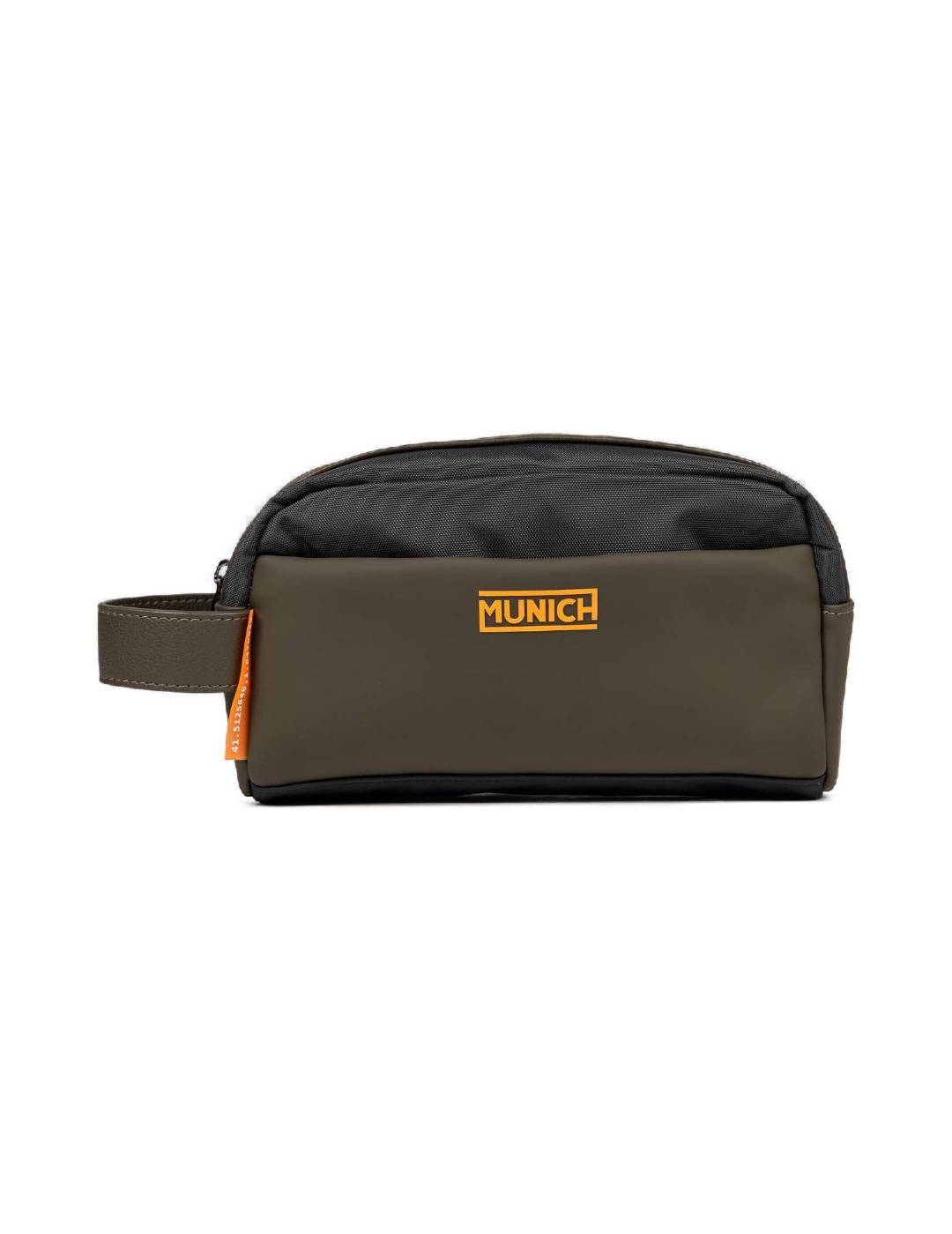 Neceser Munich Jungle verde militar naranja con asa hombre