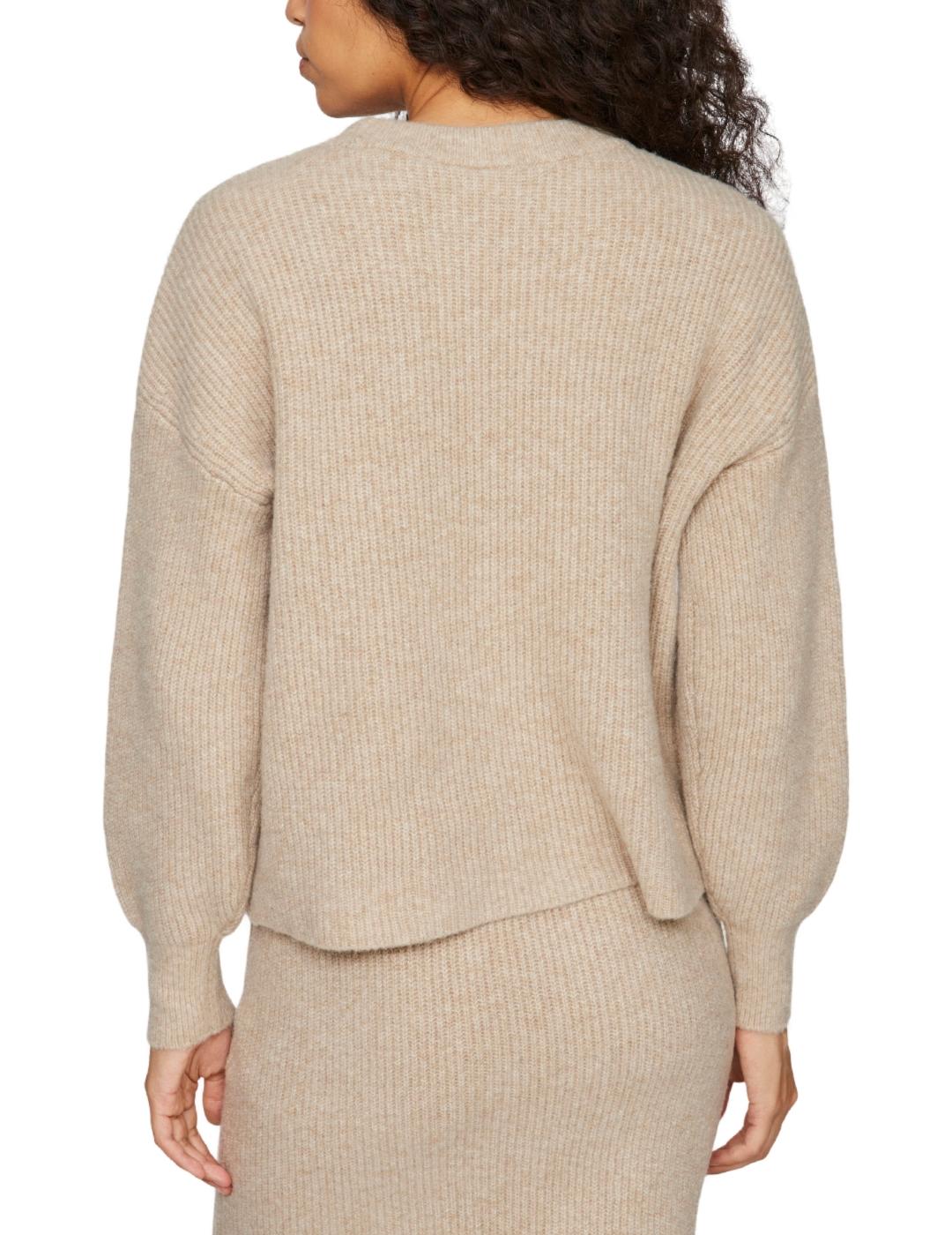 Jersey Vila Kachel punto beige de lana para mujer