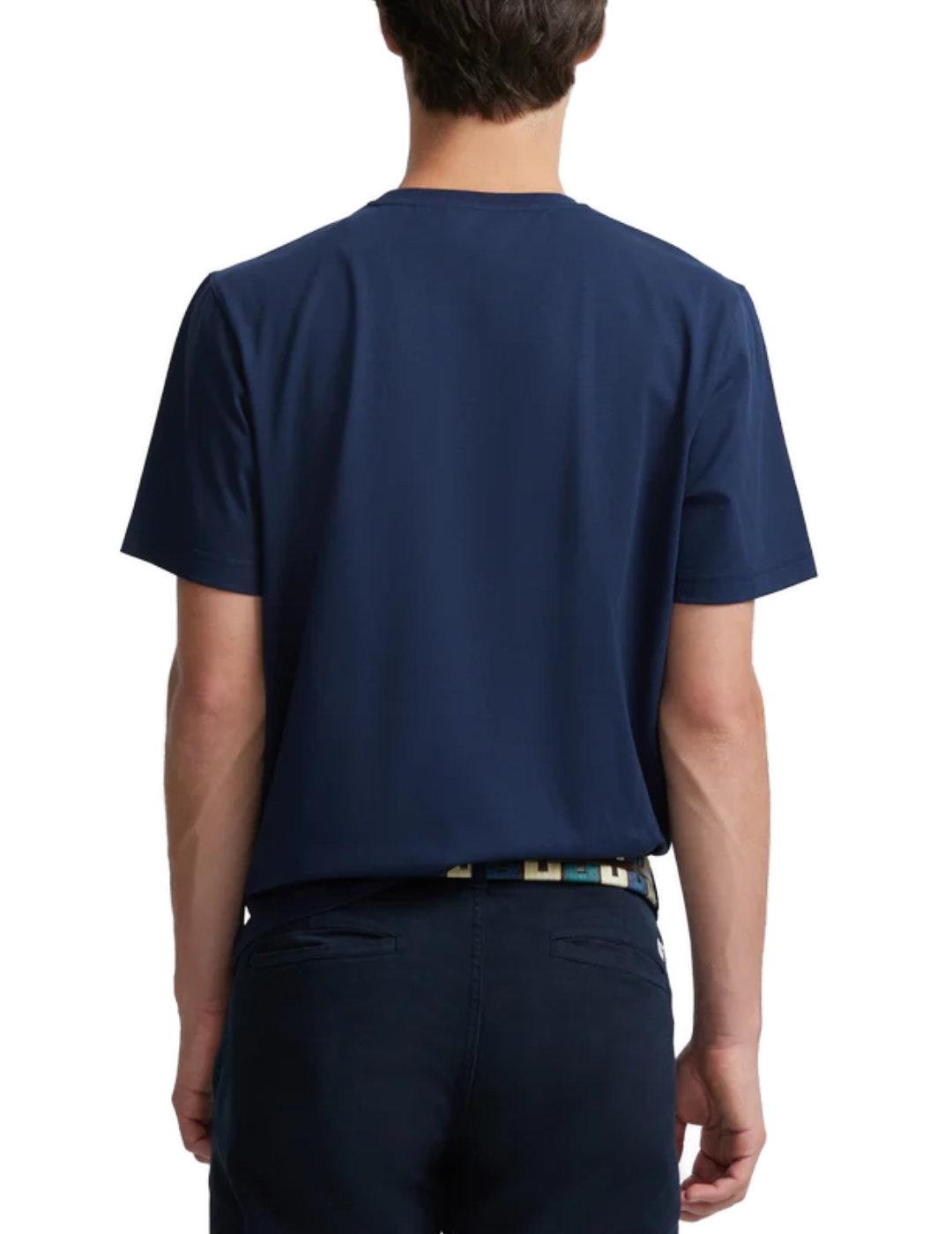 Camiseta silbon minilogo azul índigo manga corta para hombre