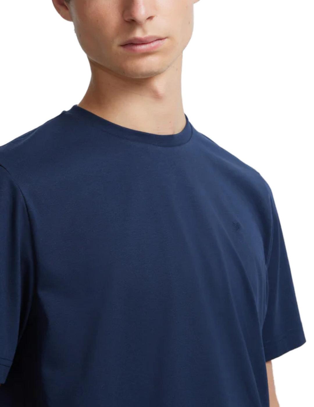 Camiseta silbon minilogo azul índigo manga corta para hombre