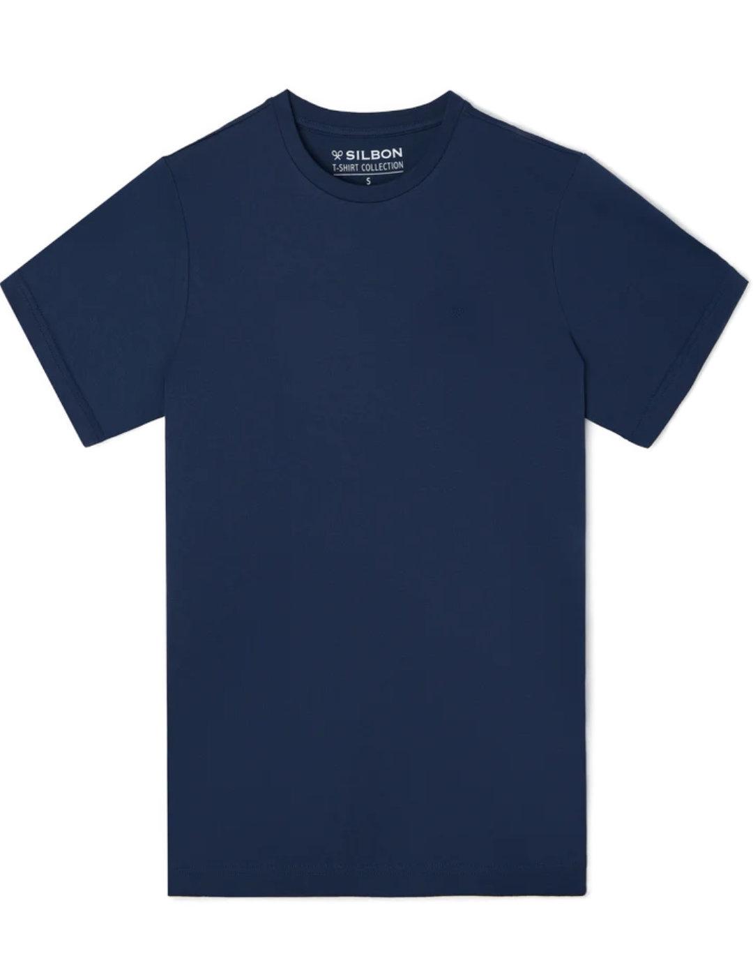 Camiseta silbon minilogo azul índigo manga corta para hombre