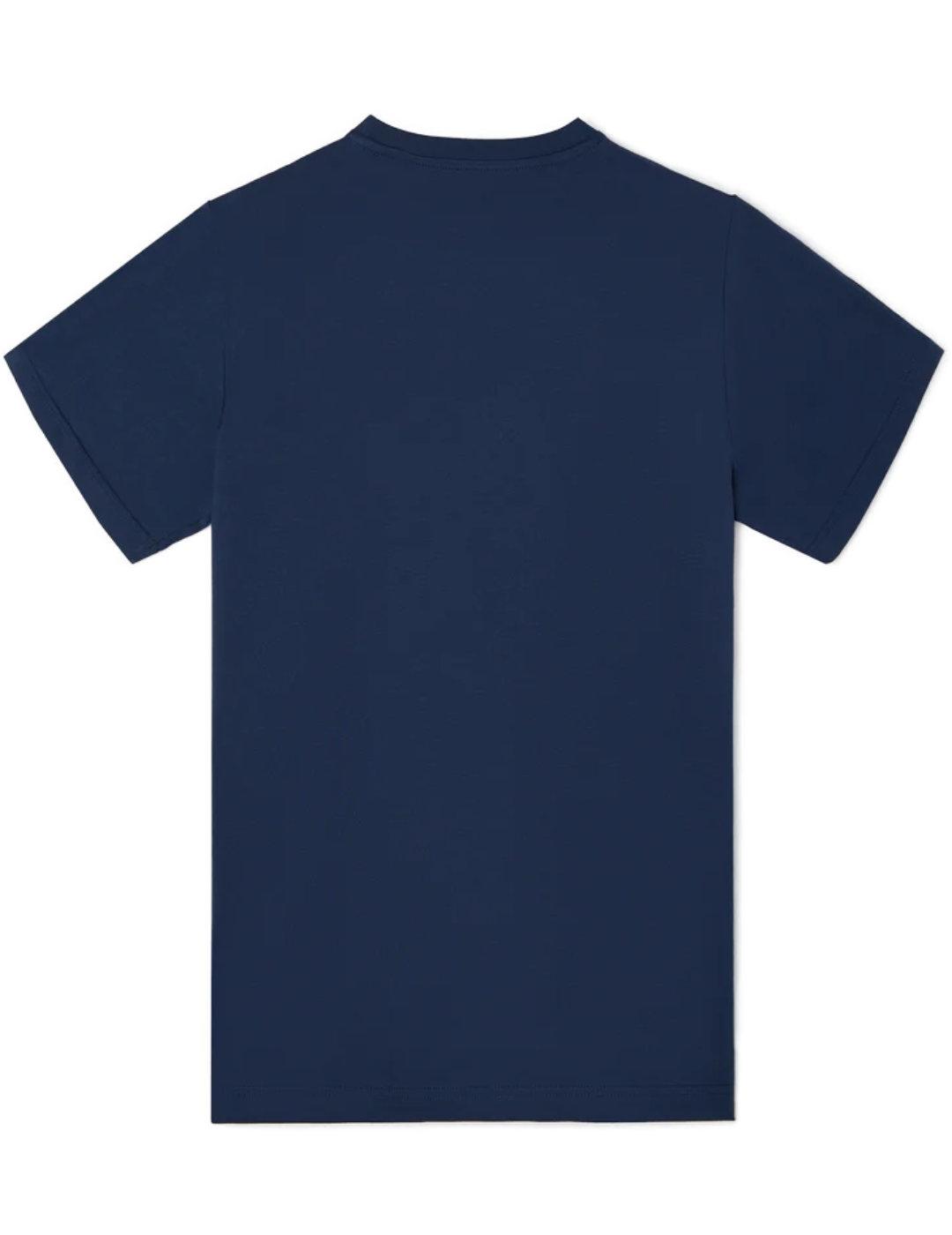 Camiseta silbon minilogo azul índigo manga corta para hombre