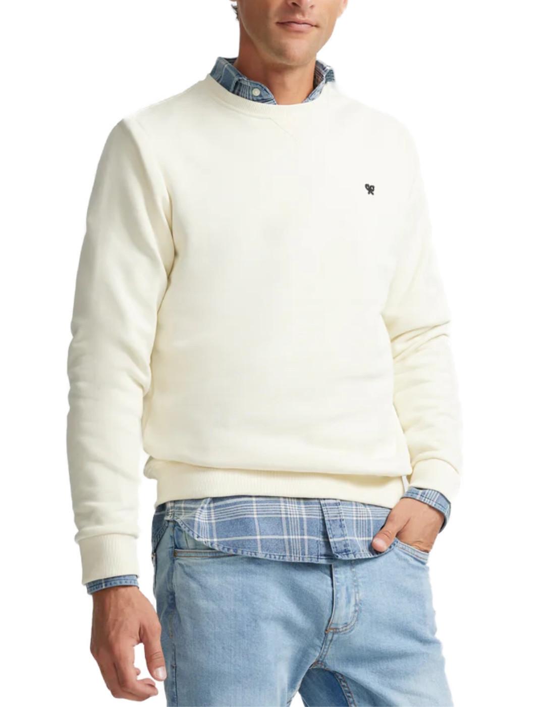 Sudadera Silbon minilogo crema sin capucha para hombre