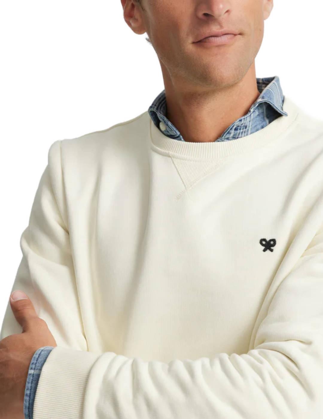 Sudadera Silbon minilogo crema sin capucha para hombre