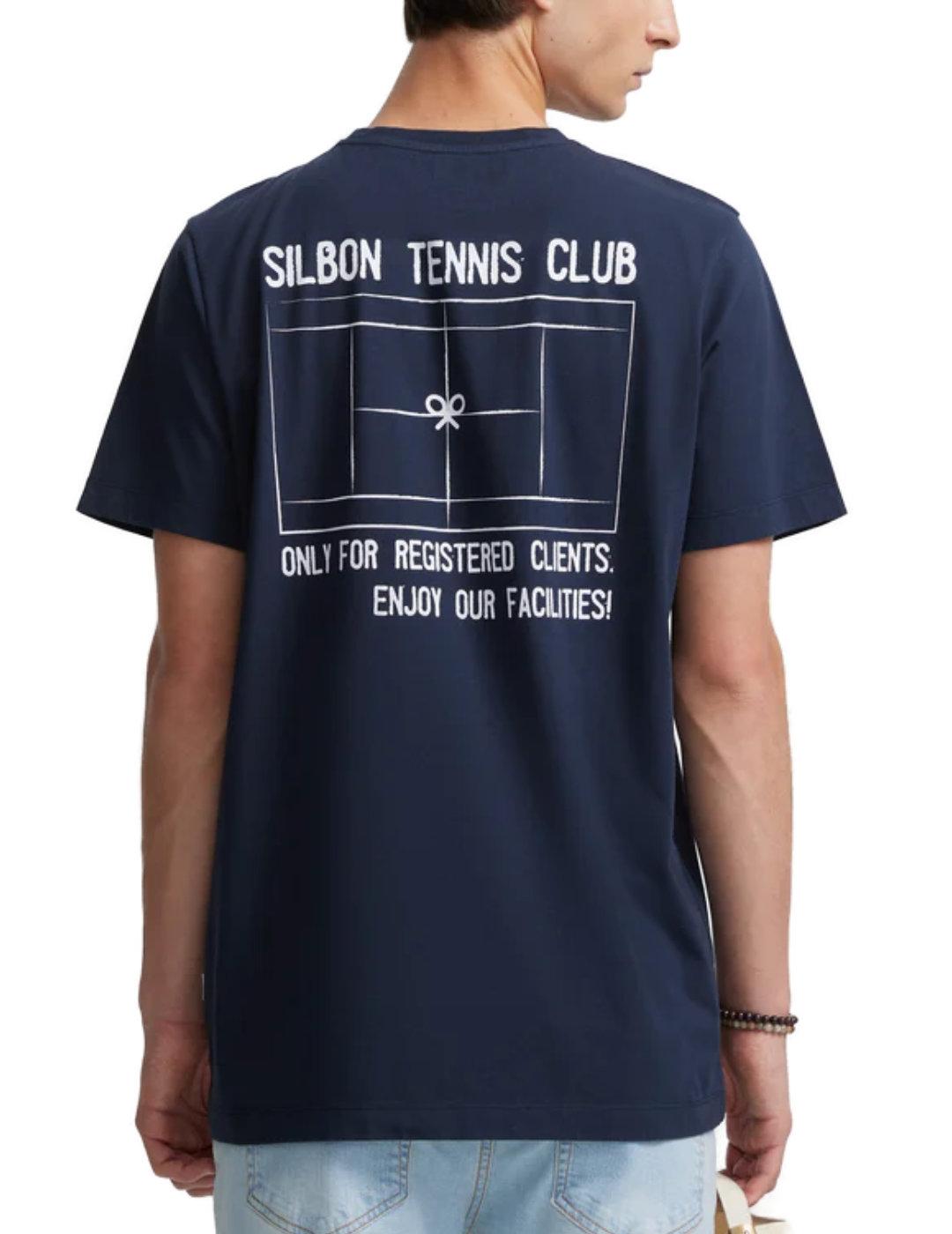 Camiseta Silbon tennis club azul marino manga corta hombre