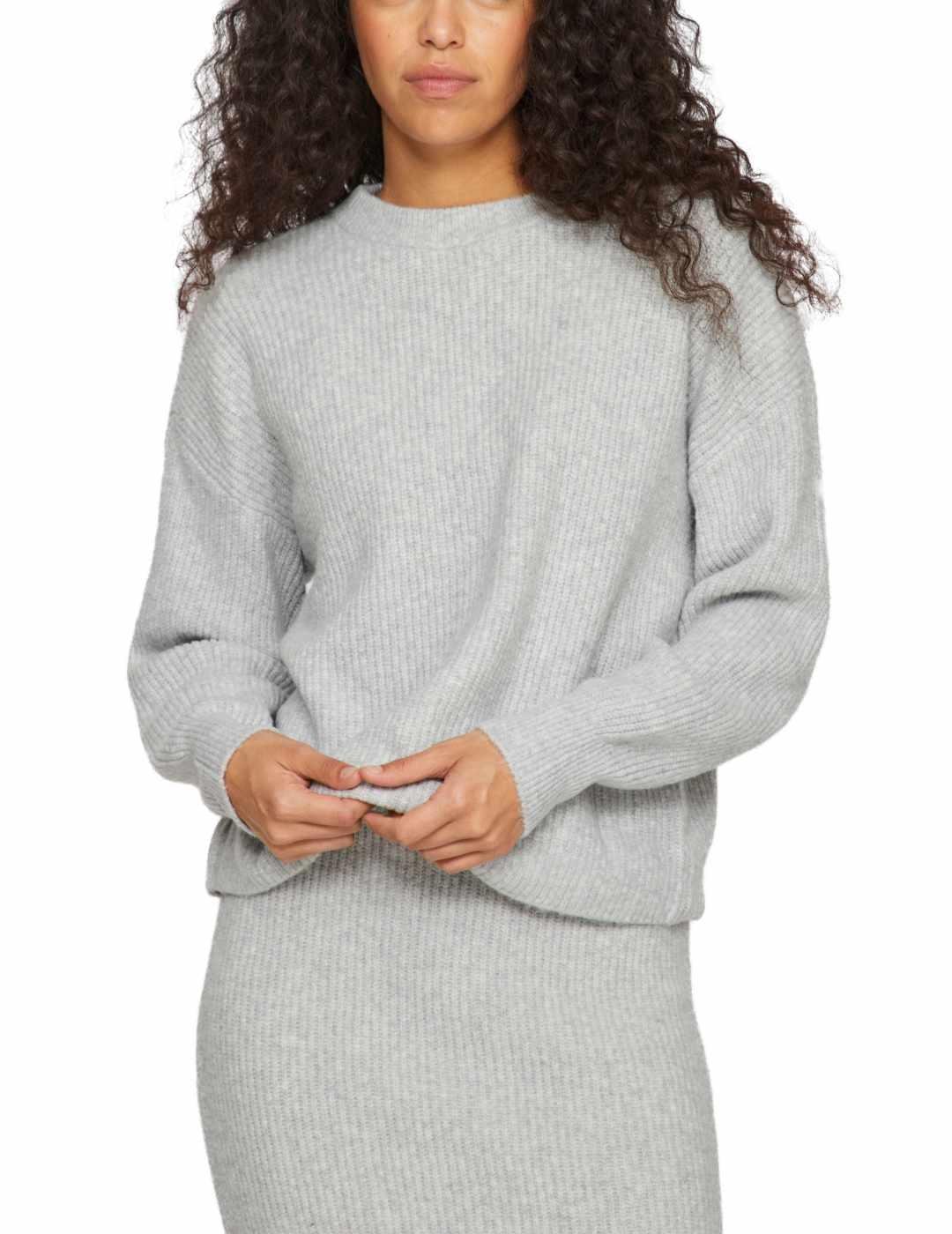 Jersey Vila Kachel punto gris de lana para mujer