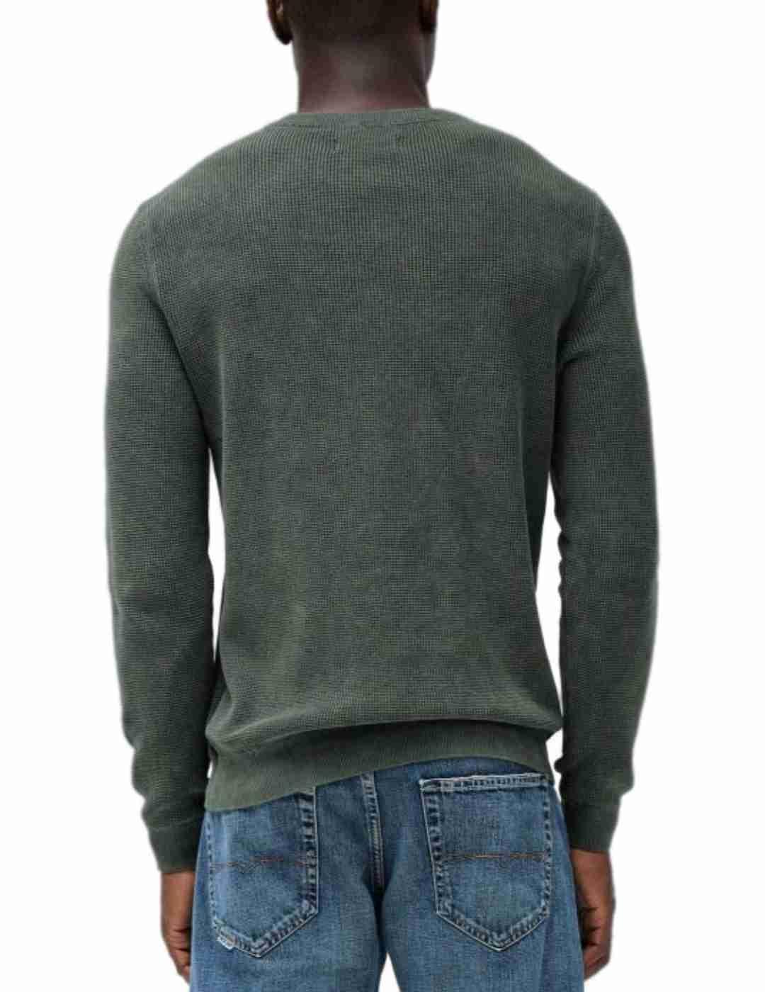 Jersey Salsa manga larga punto verde oscuro para hombre