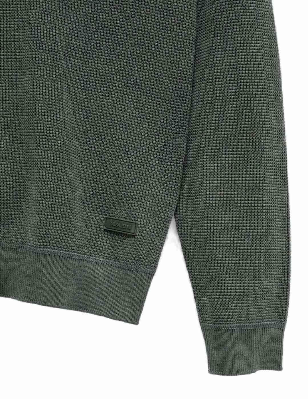 Jersey Salsa manga larga punto verde oscuro para hombre