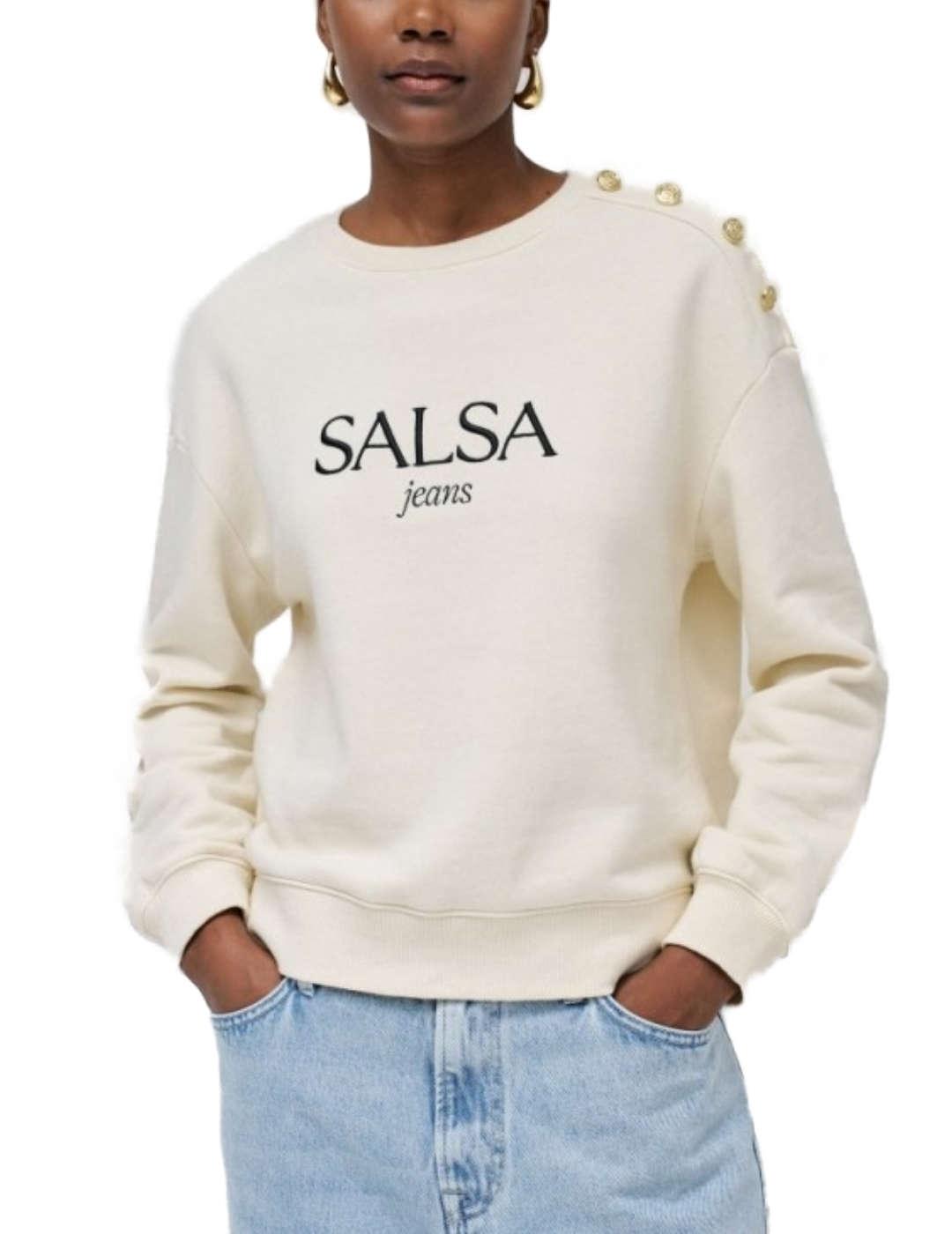 Sudadera Salsa cruda con branding sin capucha para mujer