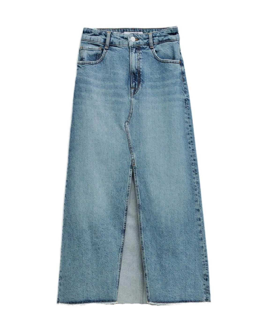 Falda Salsa maxi denim tiro alto regular fit para mujer