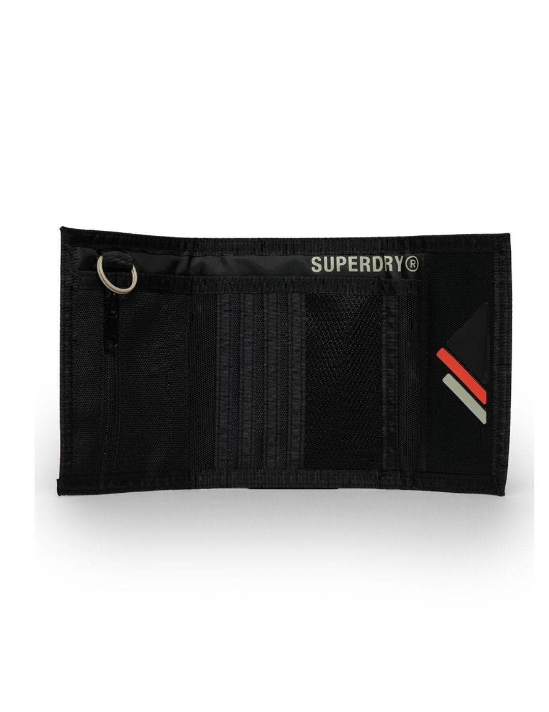 Cartera Superdry Tarp negro estampado velcro logotipo hombre