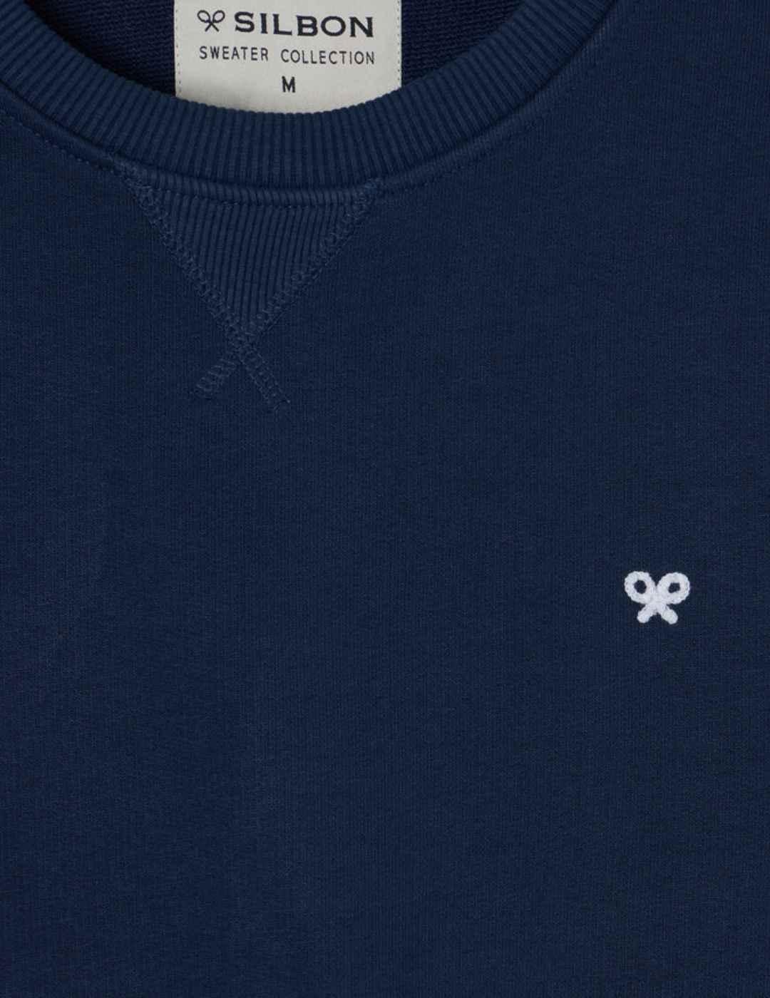 Sudadera Silbon minilogo azul marino sin capucha para hombre