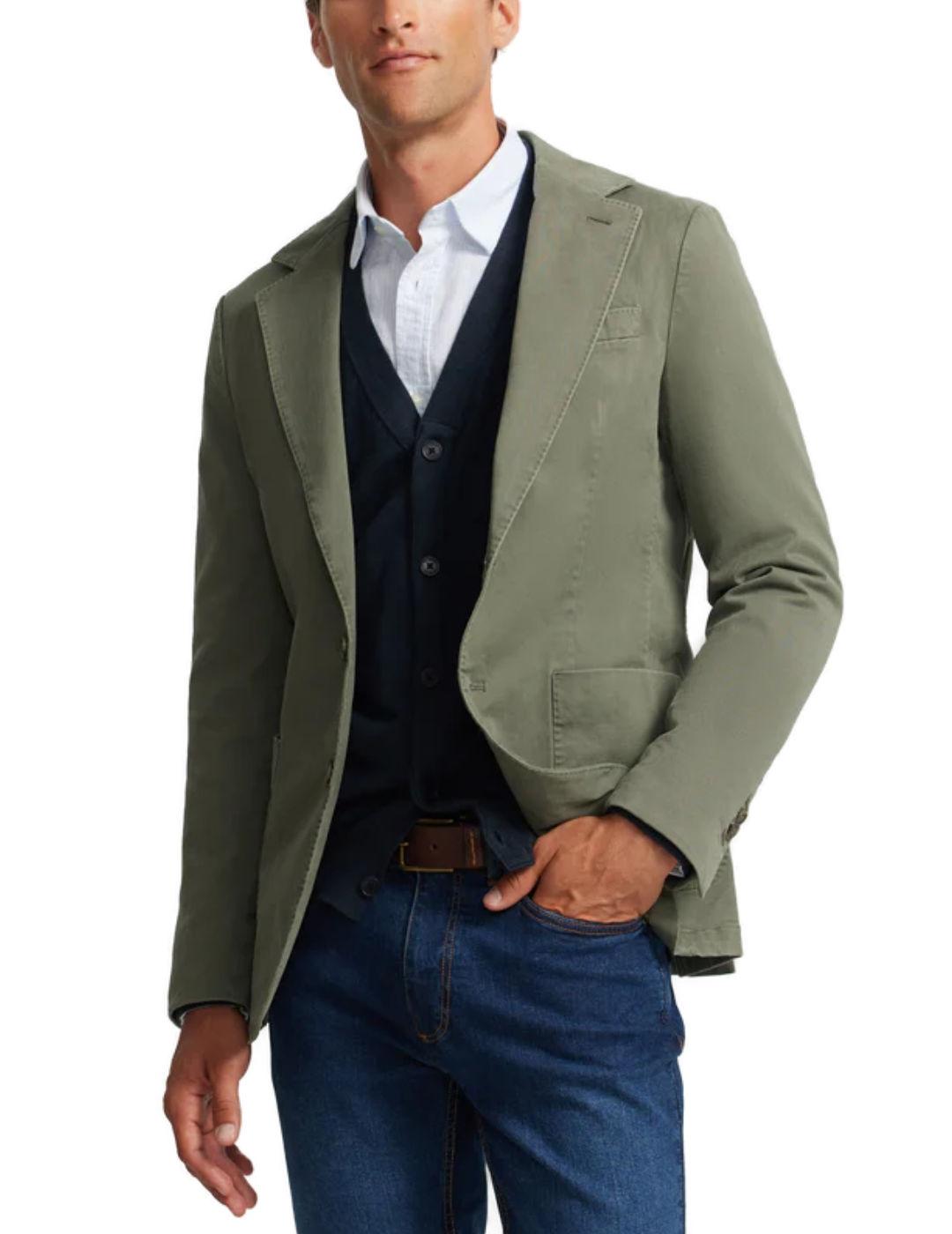 Americana Silbon casual khaki/azul marino slim para hombre