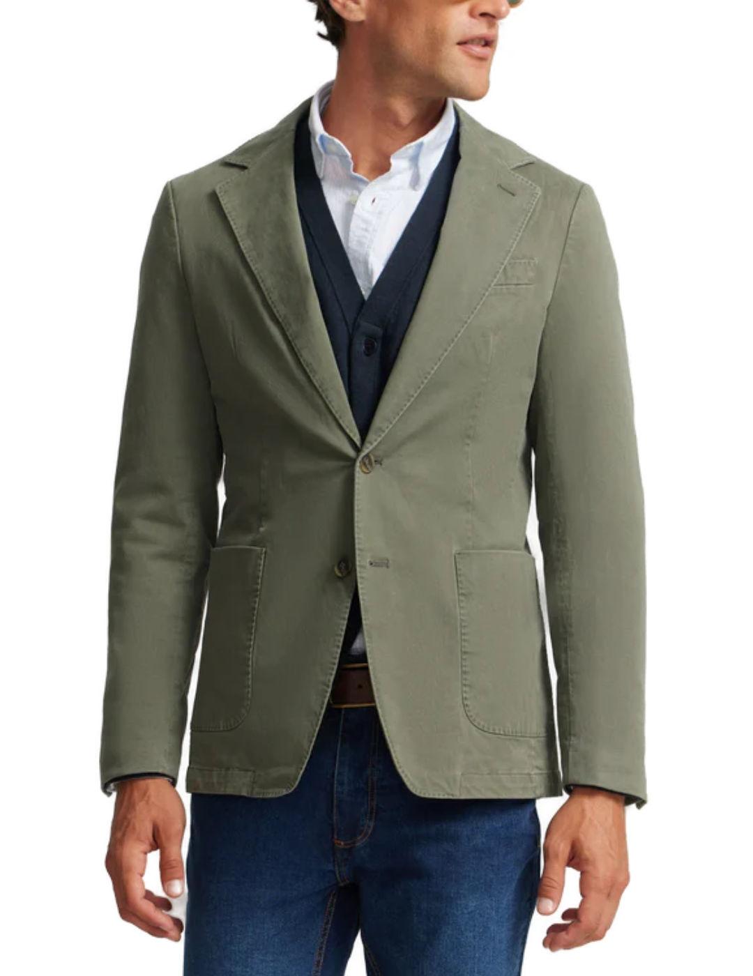 Americana Silbon casual khaki/azul marino slim para hombre