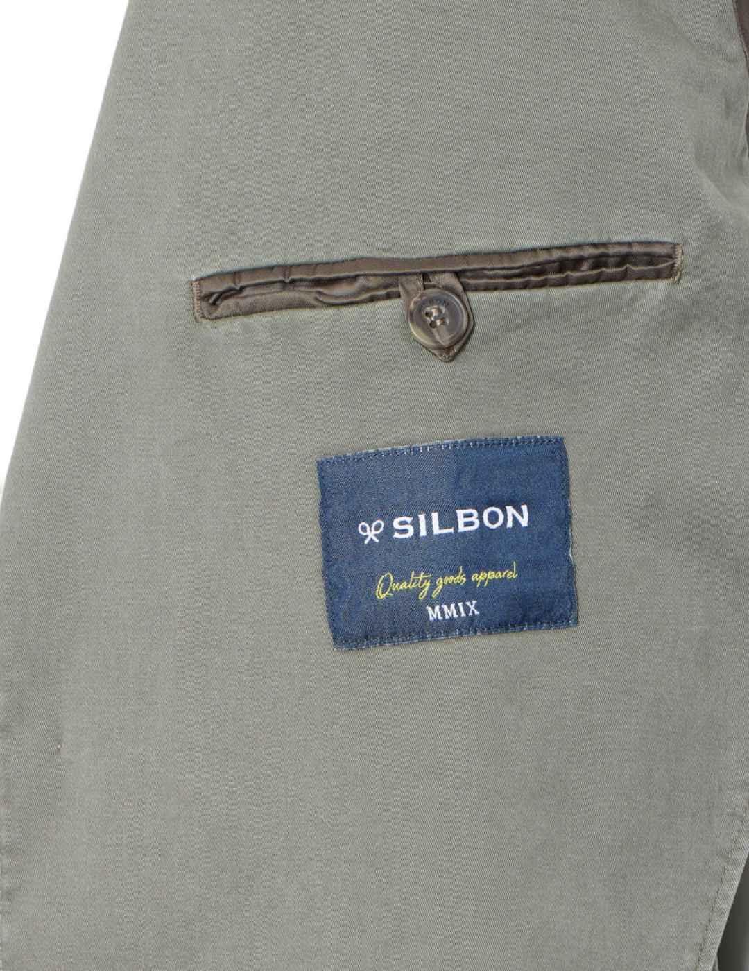 Americana Silbon casual khaki/azul marino slim para hombre