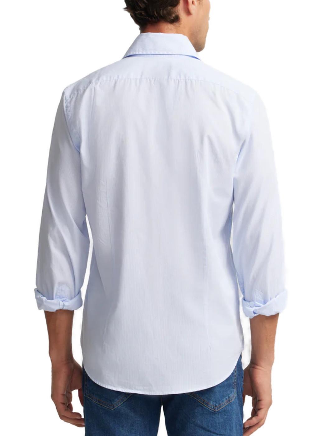 Camisa Silbon sport cutaway rayitas celeste slim para hombre