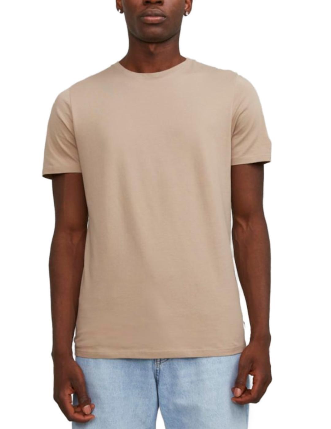 Camiseta básica Jack&Jones Organic beige manga corrta hombre