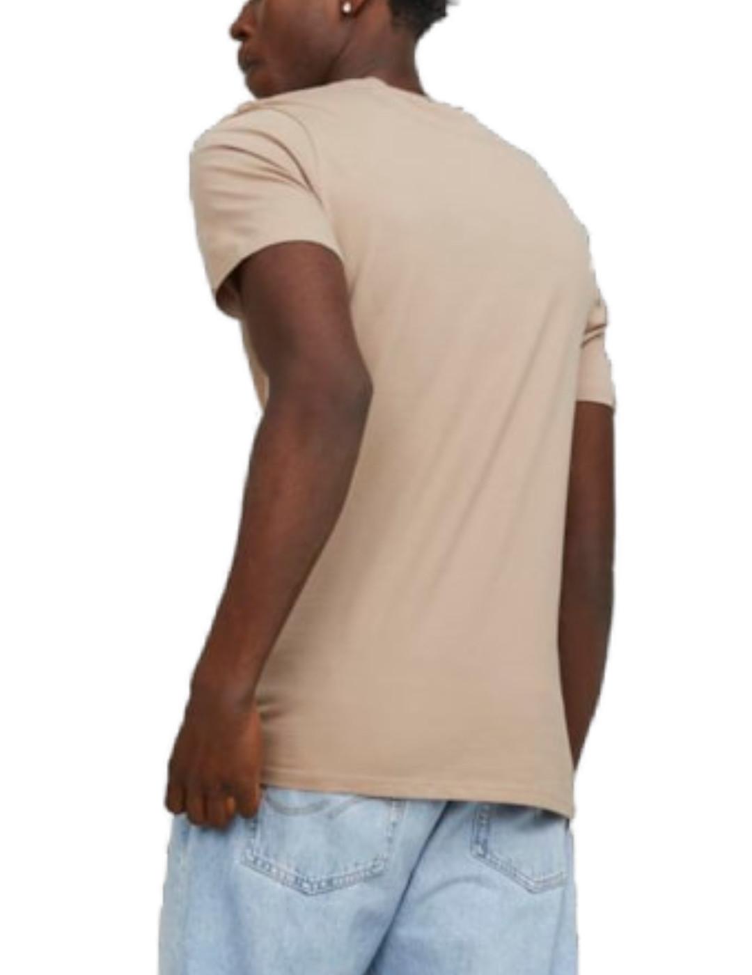 Camiseta básica Jack&Jones Organic beige manga corrta hombre