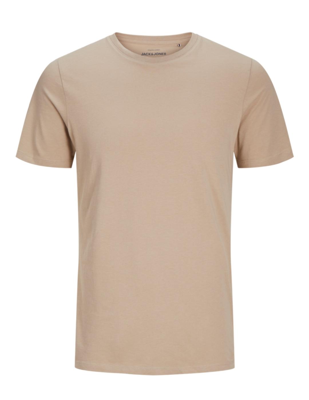 Camiseta básica Jack&Jones Organic beige manga corrta hombre