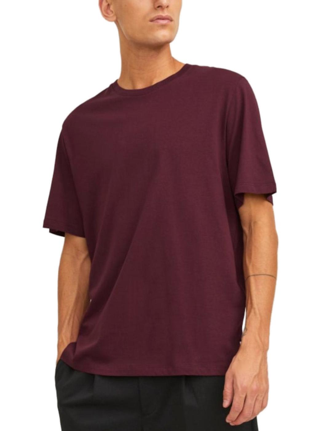 Camiseta básica Jack&Jones Organic burdeos para hombre