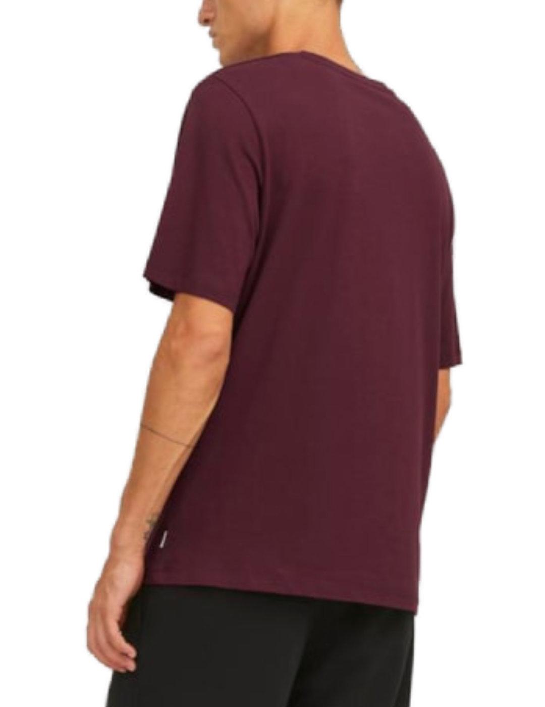 Camiseta básica Jack&Jones Organic burdeos para hombre