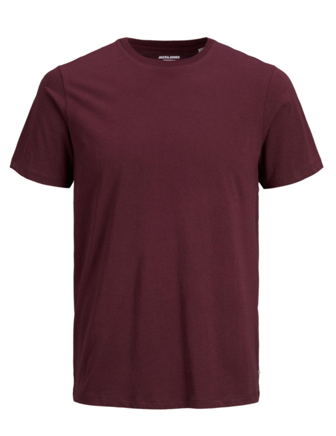 Camiseta básica Jack&Jones Organic burdeos para hombre