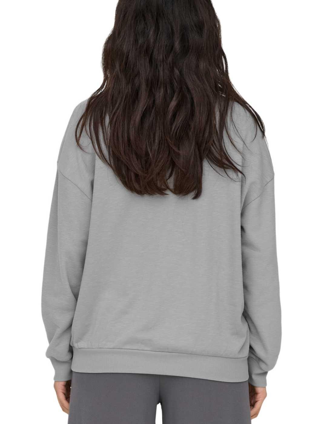 Sudadera Only Sille gris sin capucha estampado para mujer