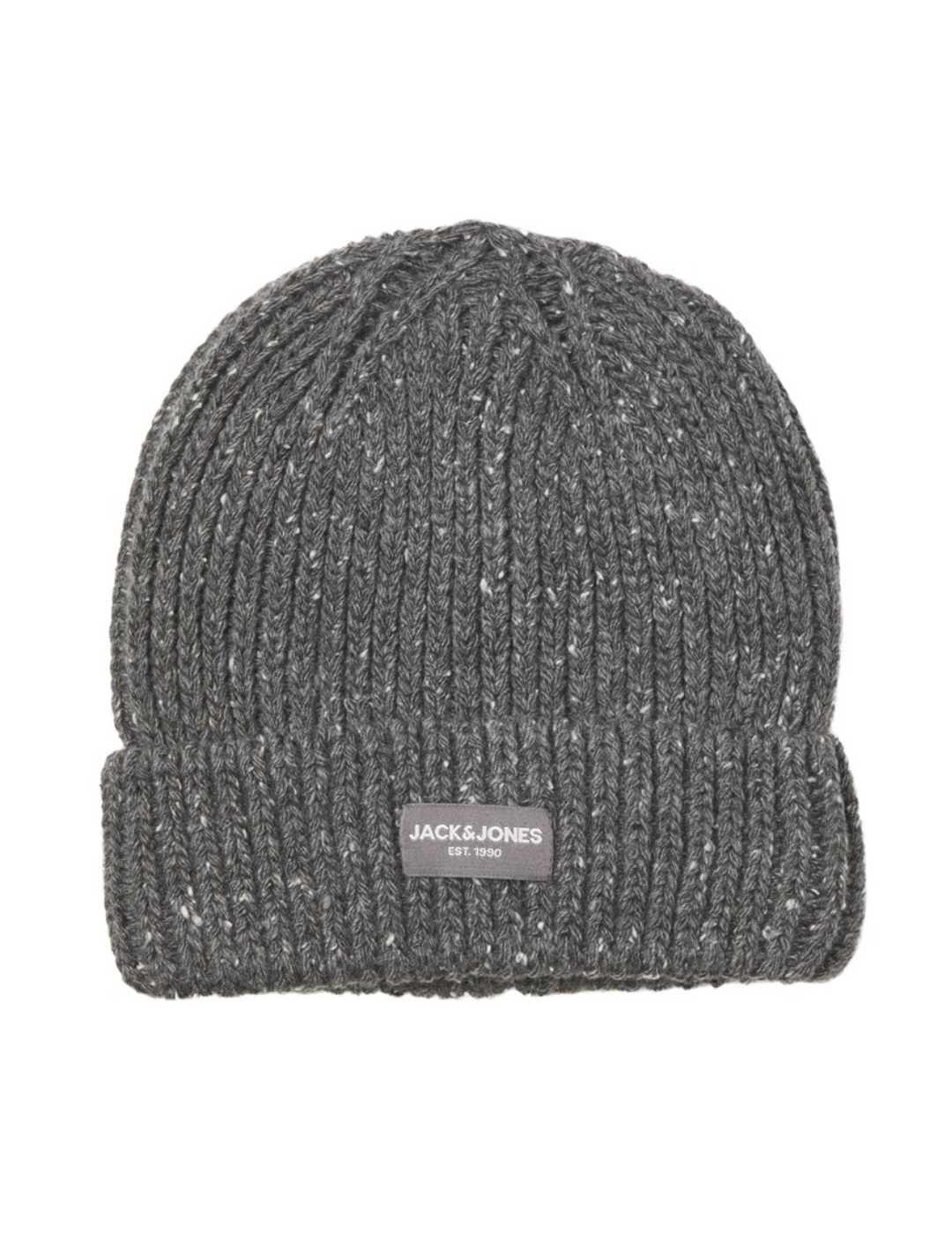 Gorro Jack&Jones Life gris jaspeado de punto para hombre