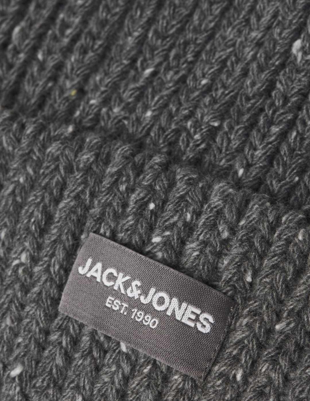 Gorro Jack&Jones Life gris jaspeado de punto para hombre