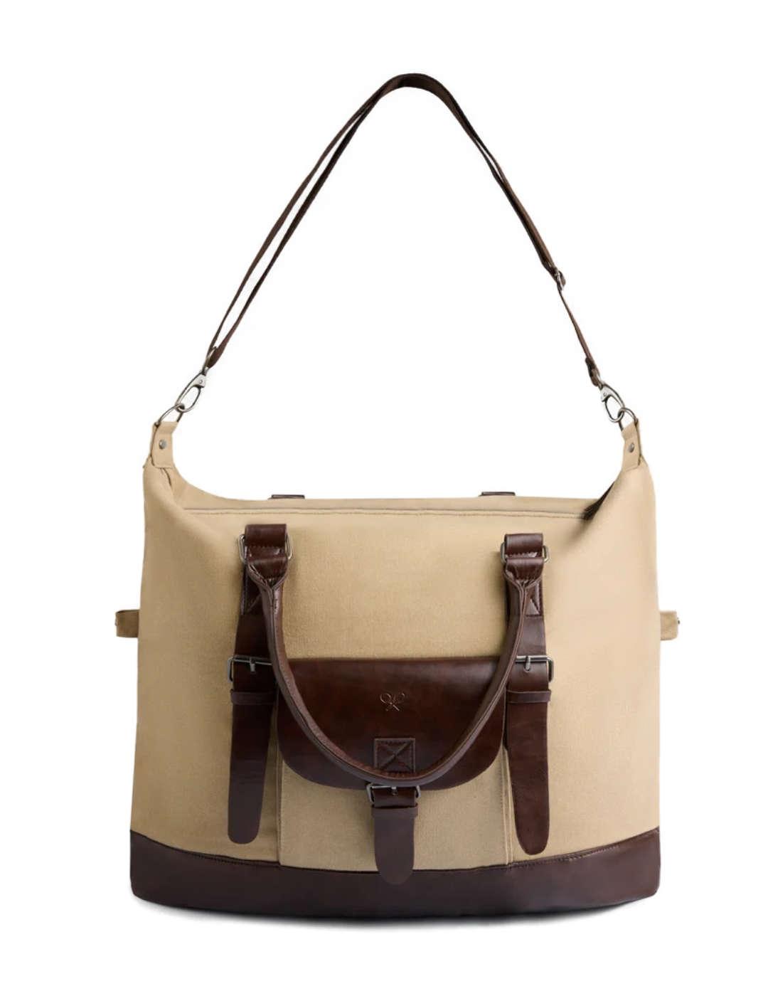 Bolsa de viaje Silbon clásica beige de polipiel para hombre