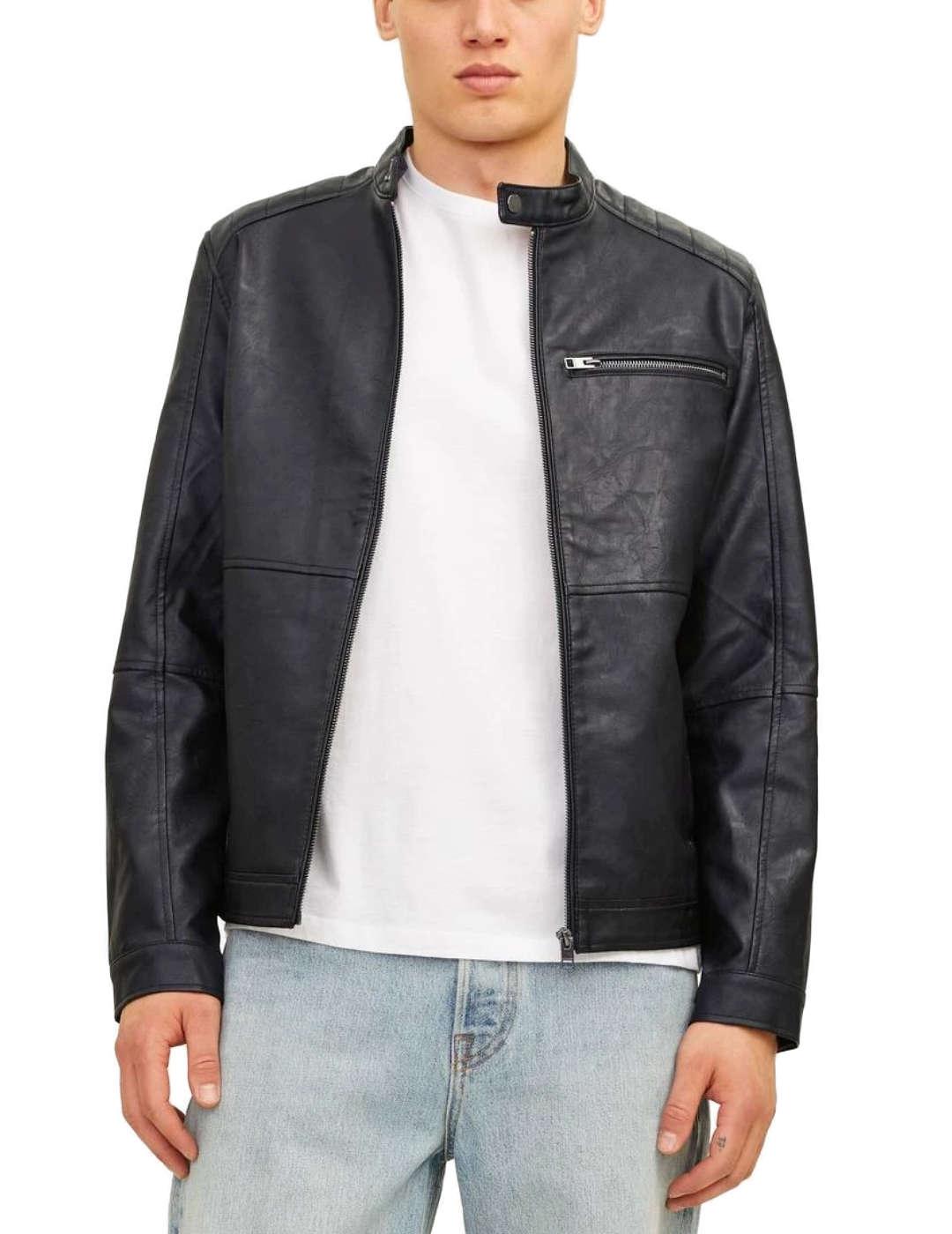 Chaqueta Jack&Jones Dylan negra de polipiel para hombre